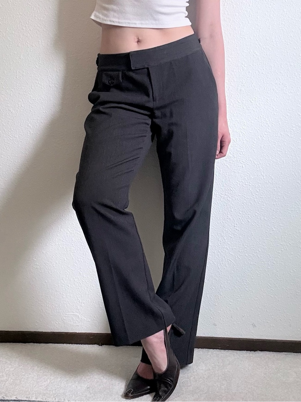 Vintage Christopher & Banks Low Rise Straight Leg Trousers Adjustable Waist Y2K